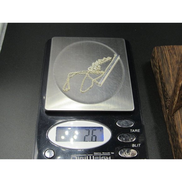 16 Inch Sterling Silver Single Bar Simple Necklace - Picture 5 of 5